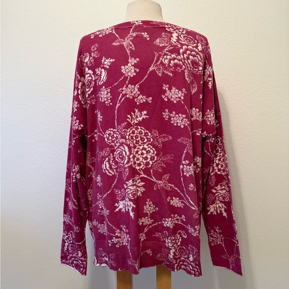 NWT Sundance Reddish Floral Print Cotton Long Sleeve Sweater XXL - Picture 4 of 6